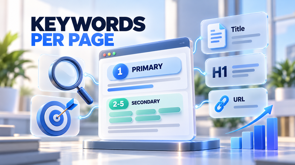 How many keywords should I use for SEO: one primary keyword and 2 to 5 secondary keywords per page, placed in the title, H1 and URL