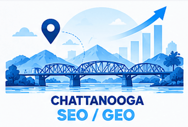 SEO and GEO services in Chattanooga, Tennessee: Walnut Street Bridge and Lookout Mountain with Google and AI search visibility growth