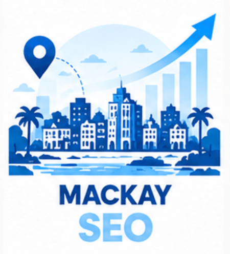 SEO and GEO services in Mackay, Queensland: Pioneer River and Bluewater Lagoon skyline with Google and AI search visibility growth